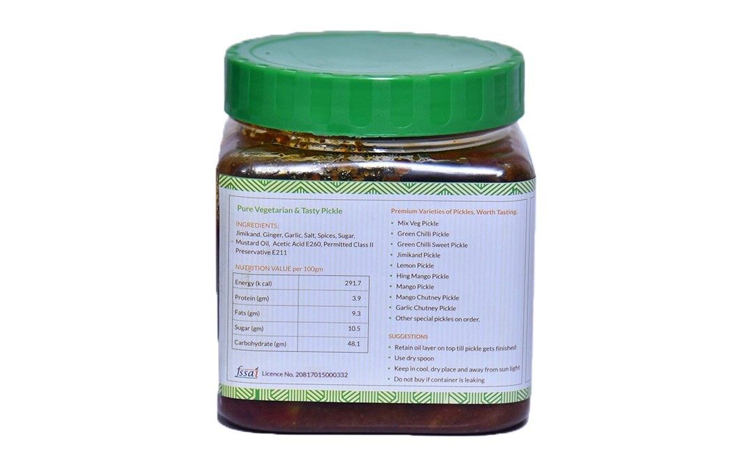 Mom Made Pickles Jimikand Pickle    Plastic Jar  500 grams